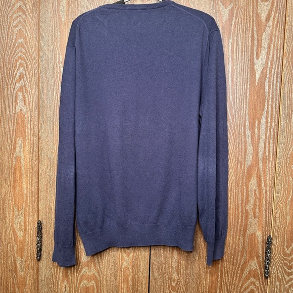 J.Crew Cashmere Blend Sweater Long Sleeve Pullover Mens Navy Blue V-Neck Size L - Picture 6 of 6